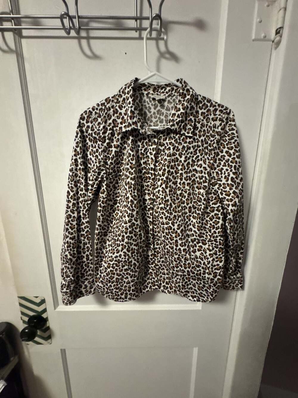 Talbots Leopard Print Button Up Shirt Size Mp